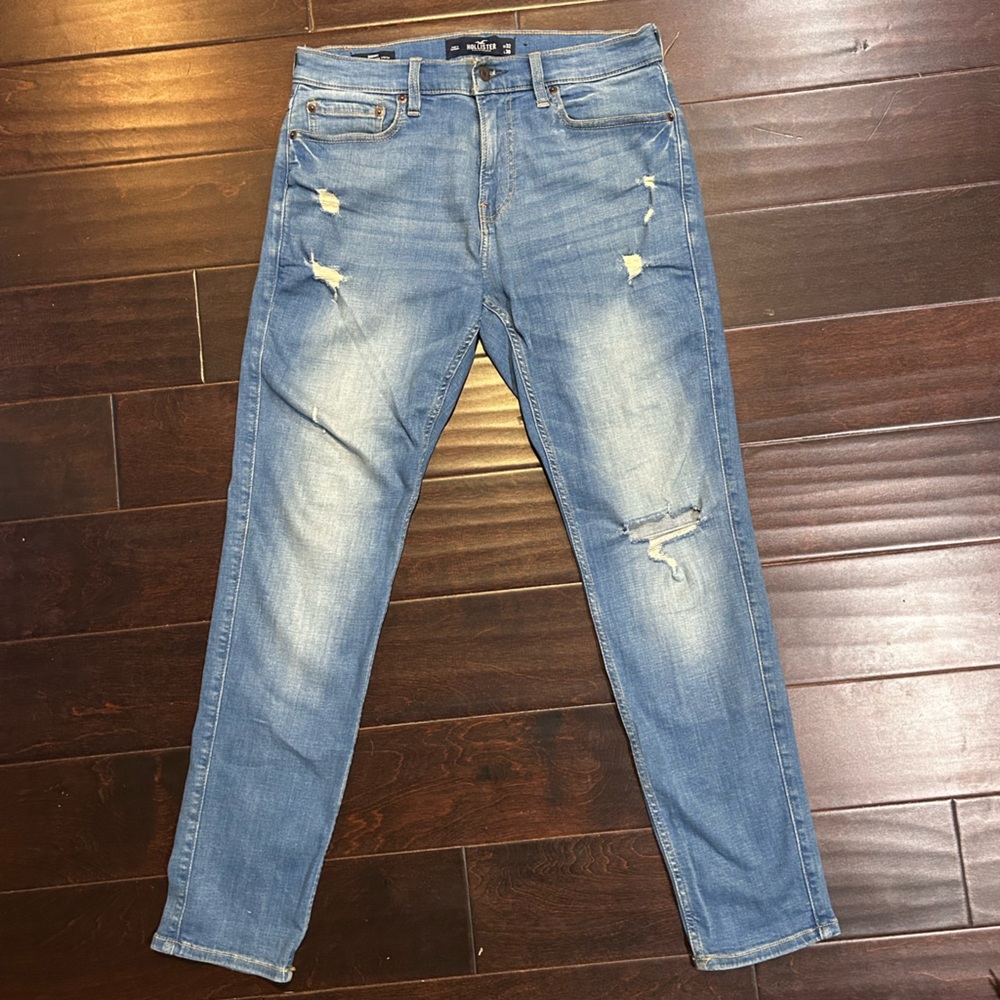 Hollister Blue Skinny Jeans with Distressed Details